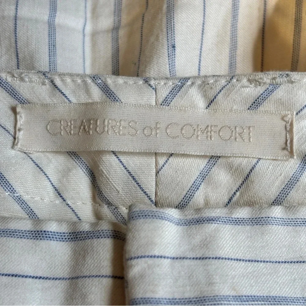 Creatures of Comfort Striped Pleated Linen Blend Wide Leg Henry Crop Pant Size 2
